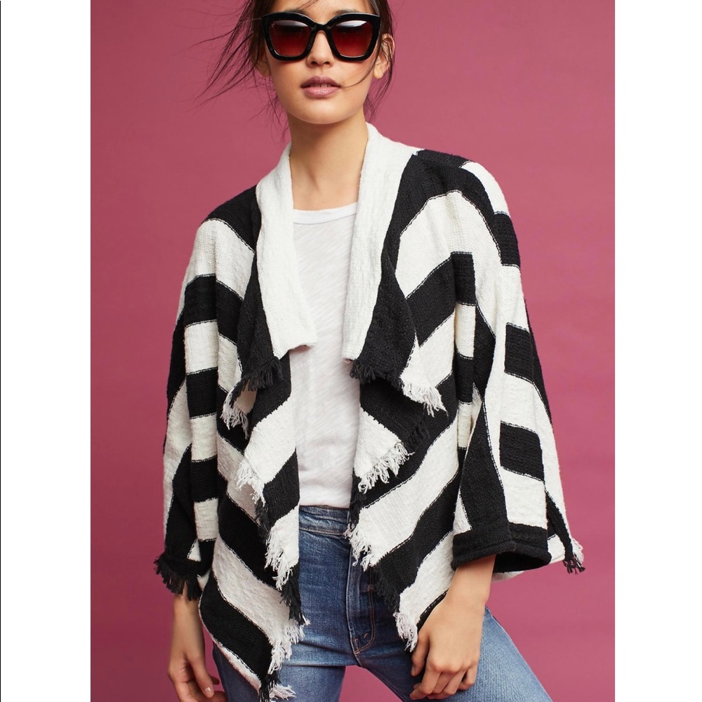 MOTH Devra fringed striped draped front cardigan